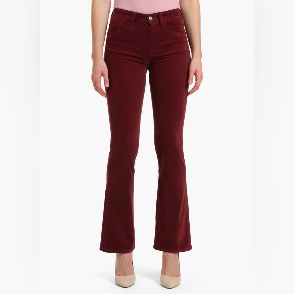 Mavi Women's High Waist Velveteen Flare Jeans Burgundy Size 24